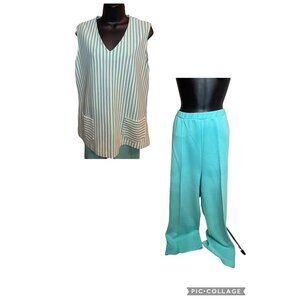 Beeline Fashions Vintage Two-Piece Blue White Leisure Suit Sz 1X